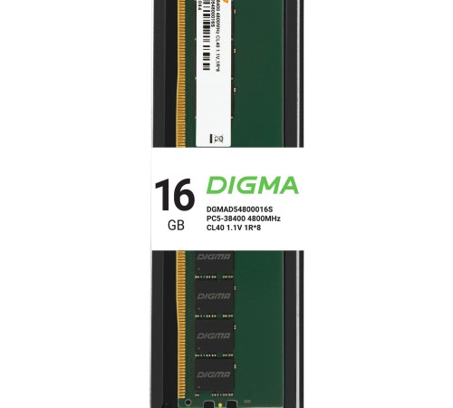 Память DDR5 32GB 4800MHz Digma DGMAD54800032D RTL PC5-38400 CL40 DIMM 288-pin 1.1В dual rank Ret Память DDR5 32GB 4800MHz Digma DGMAD54800032D RTL PC5-38400 CL40 DIMM 288-pin 1.1В dual rank Ret