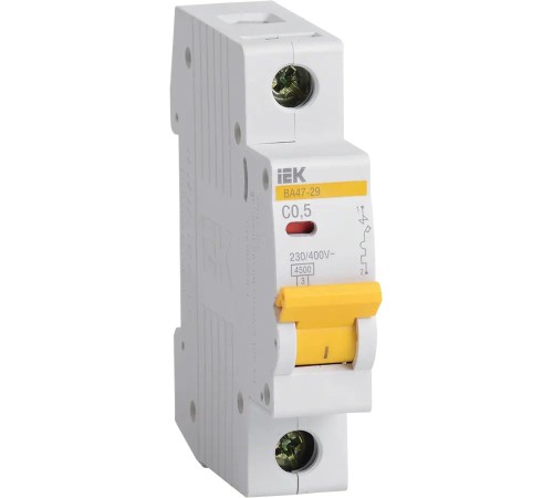 Iek MVA20-1-D05-C Авт. выкл.ВА47-29 1Р  0,5А 4,5кА х-ка С ИЭК