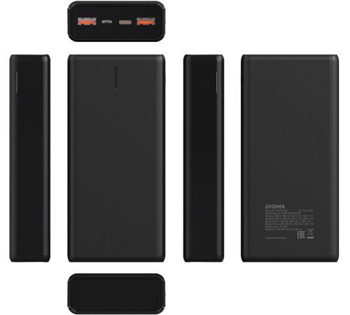 Мобильный аккумулятор Digma DGPF20B 20000mAh QC3.0/PD3.0 22.5W 3A 2xUSB-A/USB-C черный (DGPF20B22PBK) Мобильный аккумулятор Digma DGPF20B 20000mAh QC3.0/PD3.0 22.5W 3A 2xUSB-A/USB-C черный (DGPF20B22PBK)