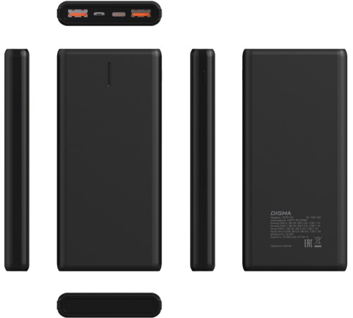Мобильный аккумулятор Digma DGPF10C 10000mAh QC3.0/PD3.0 22.5W 3A 2xUSB-A/USB-C черный (DGPF10C22PBK) Мобильный аккумулятор Digma DGPF10C 10000mAh QC3.0/PD3.0 22.5W 3A 2xUSB-A/USB-C черный (DGPF10C22PBK)