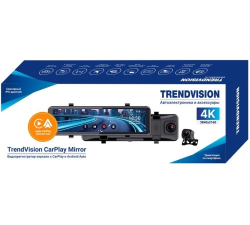 Видеорегистратор TrendVision CarPlay Mirror черный 2Mpix 2160x3840 2160p 150гр. MSTAR 8826 Видеорегистратор TrendVision CarPlay Mirror черный 2Mpix 2160x3840 2160p 150гр. MSTAR 8826