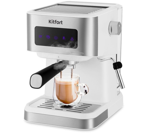 Кофеварка рожковая Kitfort КТ-7139 1050Вт белый/нержавеющая сталь Кофеварка рожковая Kitfort КТ-7139 1050Вт белый/нержавеющая сталь