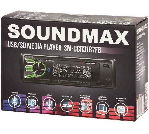 Автомагнитола Soundmax SM-CCR3187FB 1DIN 4x45Вт (SM-CCR3187FB(ЧЕРНЫЙ)\G) Автомагнитола Soundmax SM-CCR3187FB 1DIN 4x45Вт (SM-CCR3187FB(ЧЕРНЫЙ)\G)
