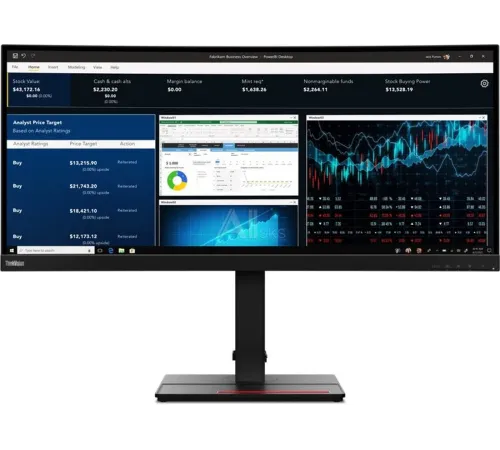 Монитор Lenovo 34" ThinkVision P34w-20 черный IPS LED 4ms 21:9 HDMI M/M матовая HAS Piv 1000:1 300cd 178гр/178гр 3440x1440 60Hz DP Ultra WQHD USB 10.8кг