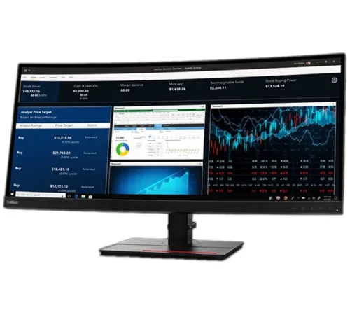 Монитор Lenovo 34" ThinkVision P34w-20 черный IPS LED 4ms 21:9 HDMI M/M матовая HAS Piv 1000:1 300cd 178гр/178гр 3440x1440 60Hz DP Ultra WQHD USB 10.8кг