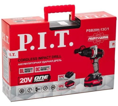 Дрель-шуруповерт P.I.T. PSB20H-13C/1 аккум. патрон:быстрозажимной (кейс в комплекте)
