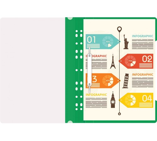 Папка-скоросшиватель Бюрократ PS-P20GRN A4 прозрач.верх.лист боков.перф. пластик зеленый