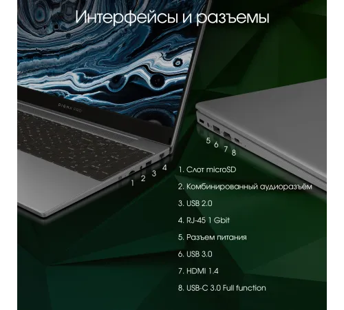 Ноутбук Digma Pro Breve S Core i3 1005G1 8Gb SSD512Gb Intel UHD Graphics 15.6" IPS FHD (1920x1080) Windows 11 Professional dk.grey WiFi BT Cam 4500mAh (DN15P3-8DXW02)