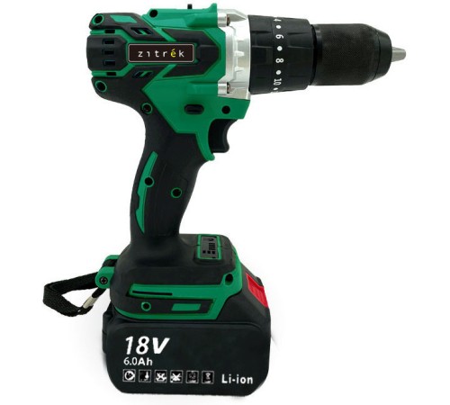 Дрель-шуруповерт аккумуляторная ударная Zitrek Green Impact 18V { 18В, Li-ion 2x6.0Ач }[063-4046]