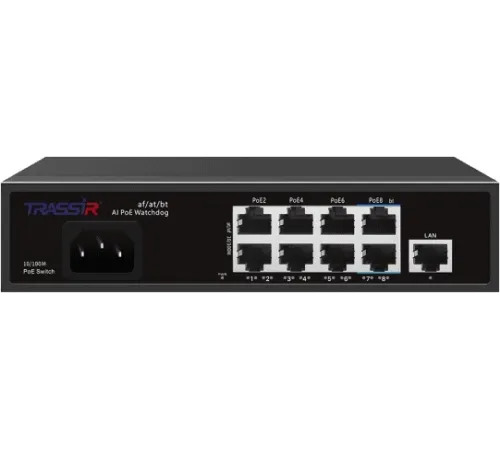 Коммутатор Trassir TR-NS1109-120-8PoE неуправляемый Коммутатор Trassir TR-NS1109-120-8PoE неуправляемый