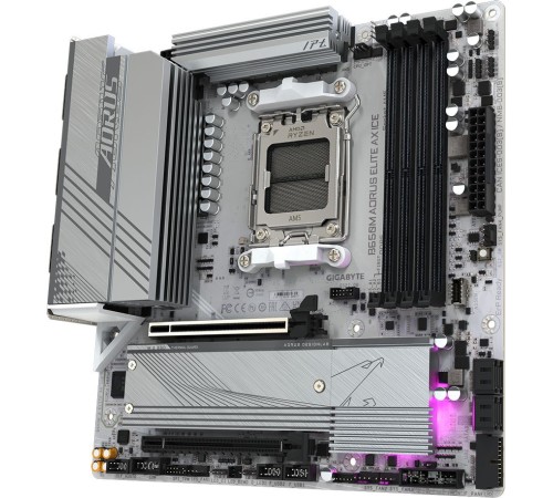 Материнская плата Gigabyte B650M A ELITE AX ICE SocketAM5 AMD B650 4xDDR5 mATX AC`97 8ch(7.1) 2.5Gg RAID+HDMI+DP