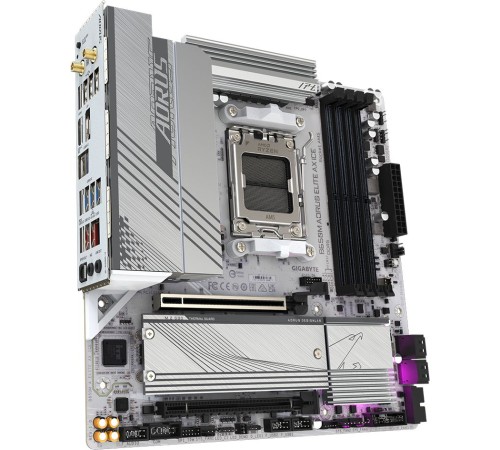 Материнская плата Gigabyte B650M A ELITE AX ICE SocketAM5 AMD B650 4xDDR5 mATX AC`97 8ch(7.1) 2.5Gg RAID+HDMI+DP