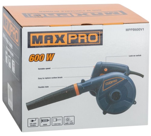 Воздуходувка-пылесос Max-Pro MPPB600V1 600Вт пит.:от сети синий Воздуходувка-пылесос Max-Pro MPPB600V1 600Вт пит.:от сети синий
