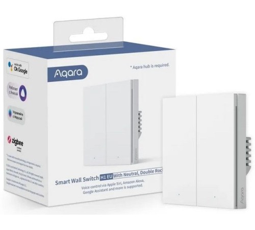 Умный выключатель Aqara H1 EU 2-хкл. серый (WS-EUK04GR)
