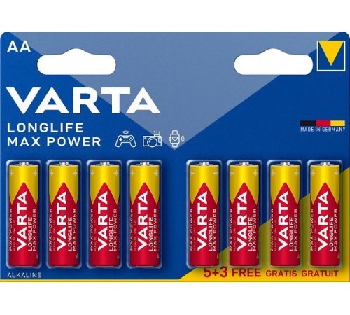 Батарейка Varta LONGLIFE MAX POWER (MAX TECH) LR6 AA BL8 Alkaline 1.5V (4706) (8/160) VARTA 04706101428