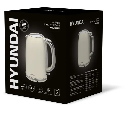 Чайник электрический Hyundai HYK-S9900 1.7л. 2200Вт молочный/серебристый (корпус: металл) Чайник электрический Hyundai HYK-S9900 1.7л. 2200Вт молочный/серебристый (корпус: металл)