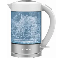 Чайник электрический Hyundai HYK-G9990 1.6л. 2000Вт белый/серебристый (корпус: стекло)
