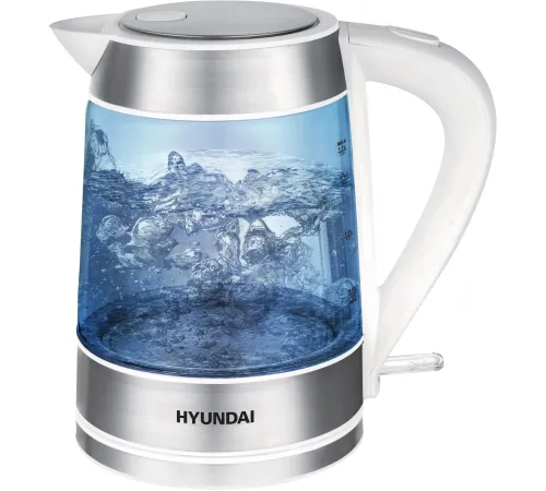 Чайник электрический Hyundai HYK-G3606 1.7л. 2200Вт белый/прозрачный (корпус: стекло)