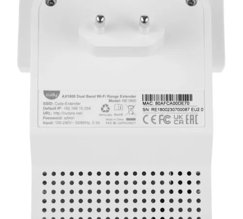 Точка доступа Cudy RE1800 AX1800 10/100/1000BASE-TX/Wi-Fi белый