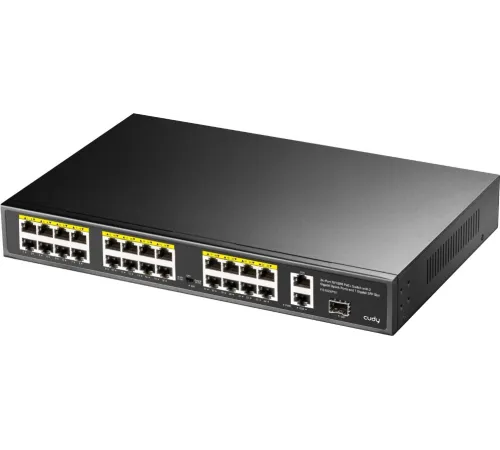 Коммутатор Cudy FS1026PS1 (L2) 24x100Мбит/с 2x1Гбит/с 1SFP 24PoE 24PoE+ 300W неуправляемый