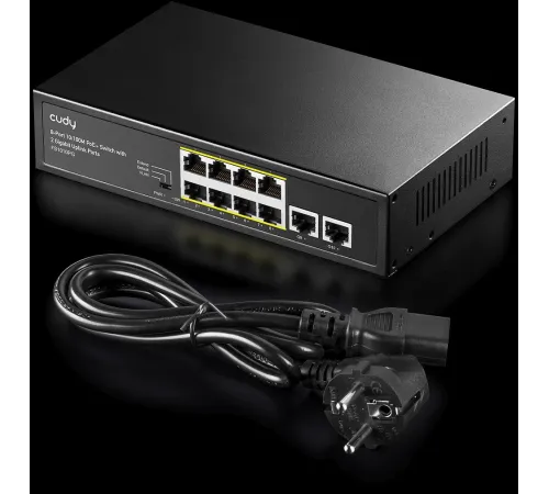 Коммутатор Cudy FS1010PG (L2) 8x100Мбит/с 2x1Гбит/с 8PoE+ 120W неуправляемый