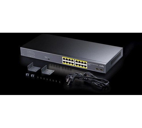 Коммутатор Cudy GS1020PS2 (L2) 16x1Гбит/с 2SFP 16PoE+ 200W неуправляемый