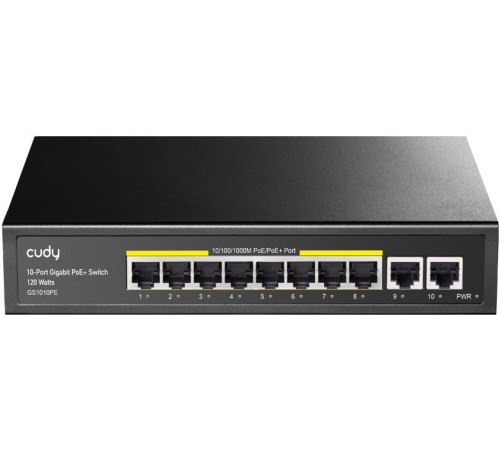 Коммутатор Cudy GS1010PE (L2) 10x1Гбит/с 8PoE+ 120W неуправляемый