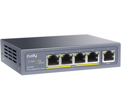 Коммутатор Cudy GS1005P (L2) 5x1Гбит/с 5PoE 60W неуправляемый