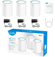 Бесшовный Mesh роутер Cudy M1300 (M1300 3-PACK) AC1200 10/100/1000BASE-TX/Wi-Fi белый (упак.:3шт)