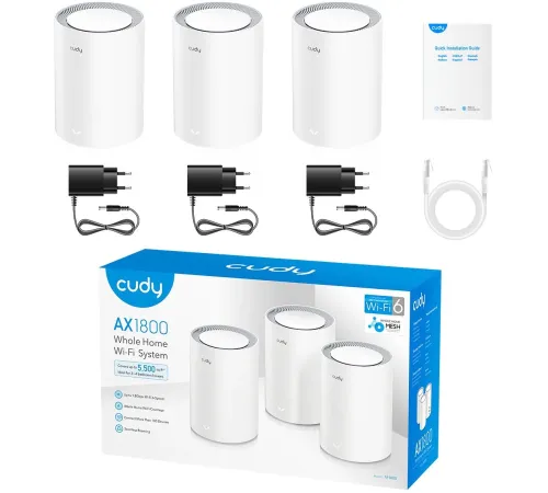 Бесшовный Mesh роутер Cudy M1800(3-Pack) AX1800 10/100/1000BASE-TX белый (упак.:3шт)