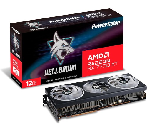 Видеокарта PowerColor PCI-E 4.0 RX7700XT 12G-L/OC AMD Radeon RX 7700XT 12288Mb 192 GDDR6 2075/20000 HDMIx1 DPx3 HDCP Ret Видеокарта PowerColor PCI-E 4.0 RX7700XT 12G-L/OC AMD Radeon RX 7700XT 12288Mb 192 GDDR6 2075/20000 HDMIx1 DPx3 HDCP Ret