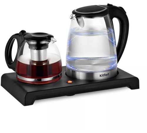 Чайный набор Kitfort КТ-6180 2л. 1500Вт черный (корпус: стекло)