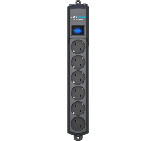 Сетевой фильтр ZIS PILOT S-MAX, 1,8м, 5+1 розетка, 16А/3,6кВт, графит (Pilot S max 1.8m)