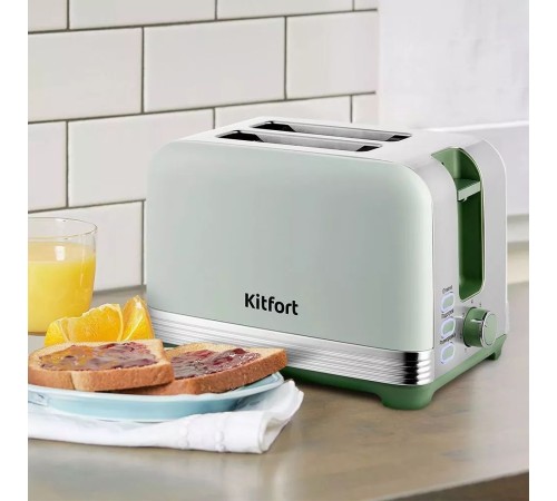 Тостер Kitfort КТ-6070 930Вт фисташковый/серебристый Тостер Kitfort КТ-6070 930Вт фисташковый/серебристый