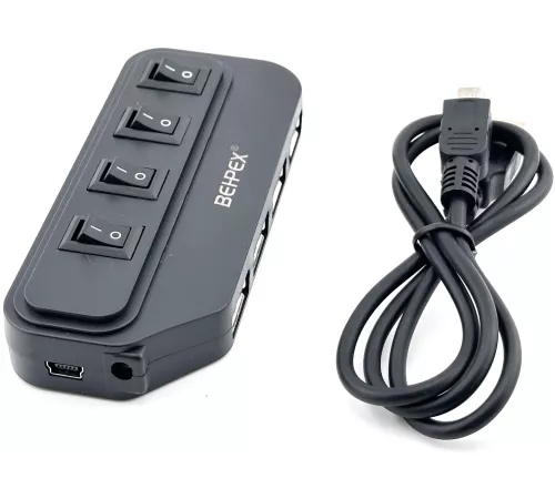 Разветвитель USB 2.0 BPH-1907 4порт. черный
