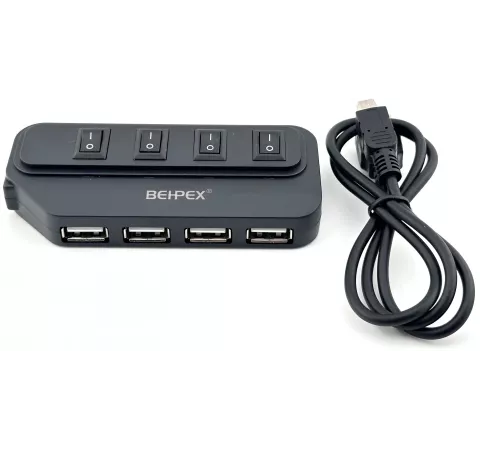 Разветвитель USB 2.0 BPH-1907 4порт. черный