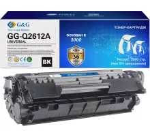 Картридж лазерный G&G GG-Q2612A UNIVERSAL черный (2000стр.) для HP 1010/1012/1015/1018/Canon LBP2900/3000/L120/L90/L100/L120/HP 1020/1022/3015/3020/3030/3050/3052/3055/M1005/1300/1319f; Canon 4140/MF4380dn/4010/4660pl/4100/4690pl/4110/4120/4140/4150/4270/