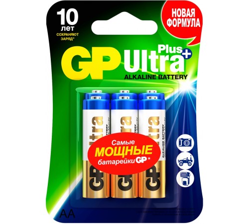 Батарея GP Ultra Plus Alkaline GP 15AUP-2CR6 AA (6шт) блистер