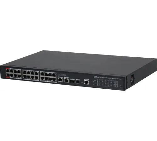 DAHUA DH-S4228-24GT-240 24-портовый гигабитный управляемый коммутатор с PoE, уровень L2, 24xRJ45 1GB, 2xRJ45 1Gb, 2xSFP 1Gb