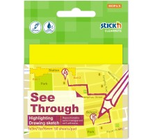 Блок самоклеящийся пластиковый Stick`n Clearnote 21709 76x76мм 50лист. желтый неон прозрачный