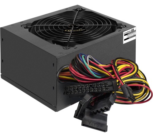 Блок питания 500W ExeGate 500PPE (ATX, APFC, PC, 80 PLUS, 12cm fan, 24pin, 2x(4+4)pin, 2xPCI-E, 5xSATA, 3xIDE, black, кабель) (EX260641RUS-PC)