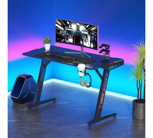 Стол игровой Cactus CS-GTZ-BK-RGB столешница ДСП черный каркас черный Стол игровой Cactus CS-GTZ-BK-RGB столешница ДСП черный каркас черный