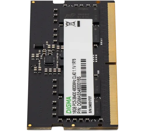 Память DDR5 16GB 4800MHz Digma DGMAS54800016S RTL PC5-38400 CL40 SO-DIMM 262-pin 1.1В single rank Ret