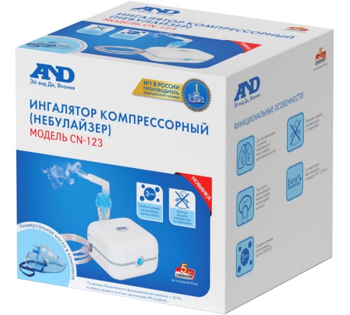 Ингалятор A&D CN-123 компрессорный стационарный белый Ингалятор A&D CN-123 компрессорный стационарный белый