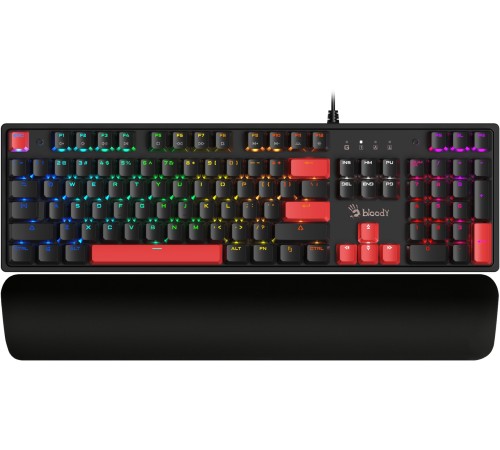 Клавиатура A4Tech Bloody S515R механическая черный USB for gamer LED (подставка для запястий) (S515R FIRE BLACK)