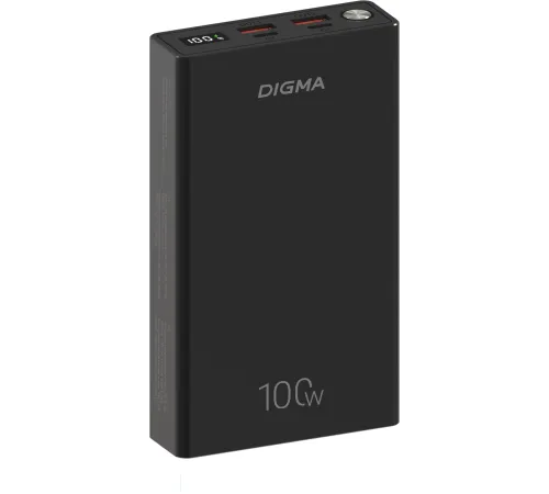 Мобильный аккумулятор Digma DGPD100WA 20000mAh QC3.0/PD3.0 100W 5A 2xUSB-A/2xUSB-C черный (DGPD20A100ABK)