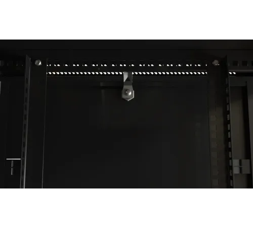 Шкаф коммутационный Hyperline (TWB-2766-SR-RAL9004) настенный 27U 600x600мм пер.дв.стал.лист 2 бок.пан. 60кг черный 1304мм