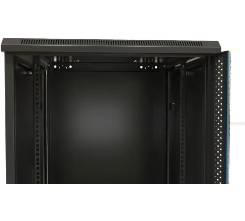 Шкаф коммутационный Hyperline (TWB-2766-SR-RAL9004) настенный 27U 600x600мм пер.дв.стал.лист 2 бок.пан. 60кг черный 1304мм