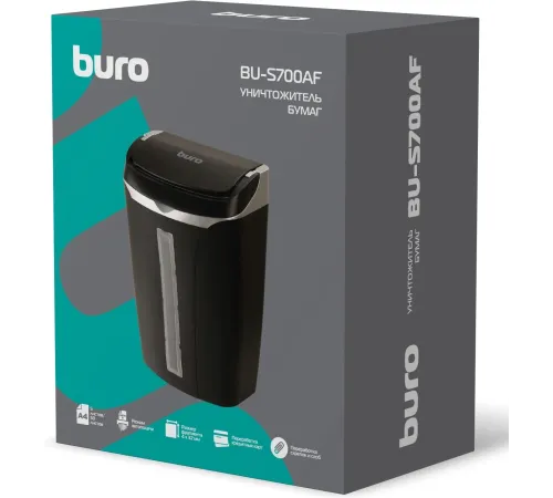 Шредер Buro Home BU-S700AF (секр.P-4) фрагменты 5лист. 12лтр. пл.карты Шредер Buro Home BU-S700AF (секр.P-4) фрагменты 5лист. 12лтр. пл.карты