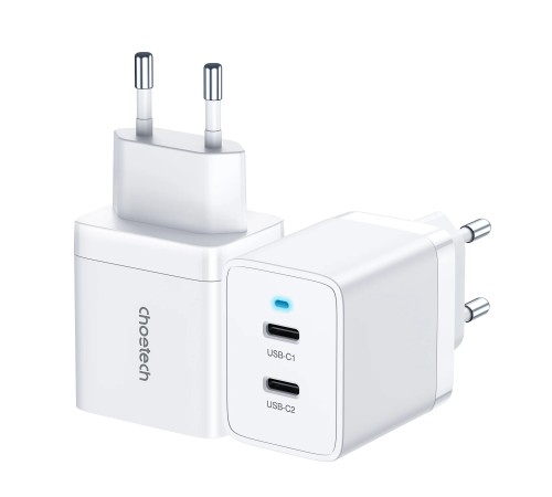 Сетевое зар./устр. Choetech Q5006-EU 40W 3A (PD) 2xUSB type-C универсальное белый (Q5006-EU-WH)